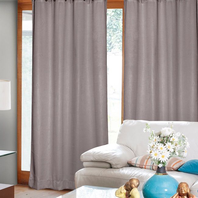 MASEL - Set 2 Cortinas Sun Screen Embosed Gris 140x225