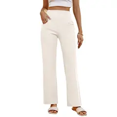 BLWOENS - Pantalones largos de primavera y otoño para mujer - Blanco