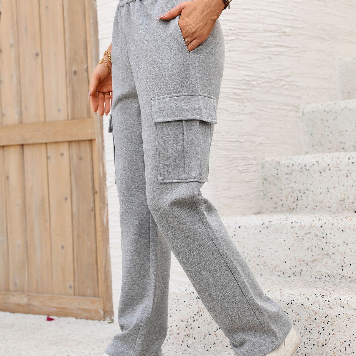 BLWOENS - Pantalones largos de primavera y otoño para mujer - Gris