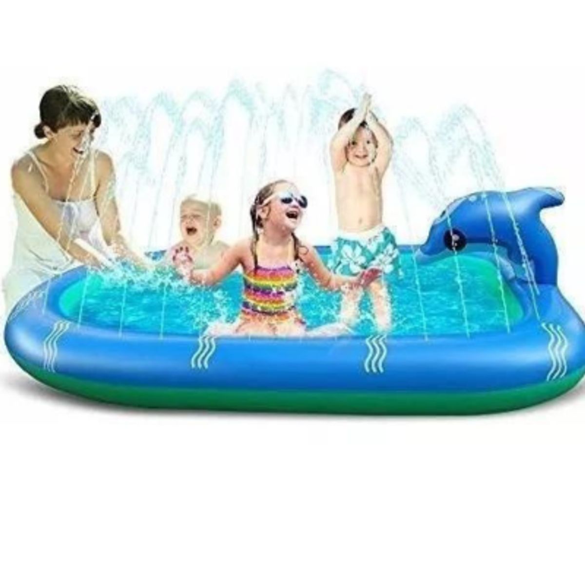 GENERICO - Piscina Inflable 170x110x45cm Dino Delfin Lanza Chorro Agua