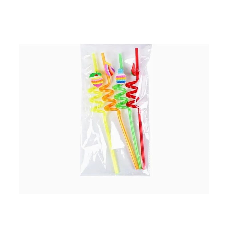 GENERICO - Bombilla Frutas 26cm 4pcs Colores Surtidos