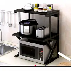 GENERICO - Estante Negro de almacenamiento 2 estantes Para cocina versátil Negro