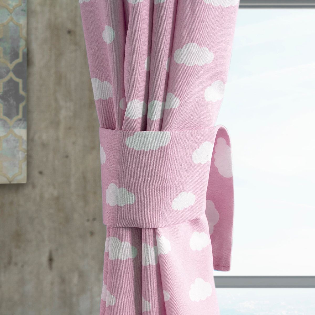 MASEL - Cortina lona española nube rosa 140 x 225