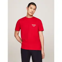 TOMMY HILFIGER - Polera Global Stripe Con Logo Rojo
