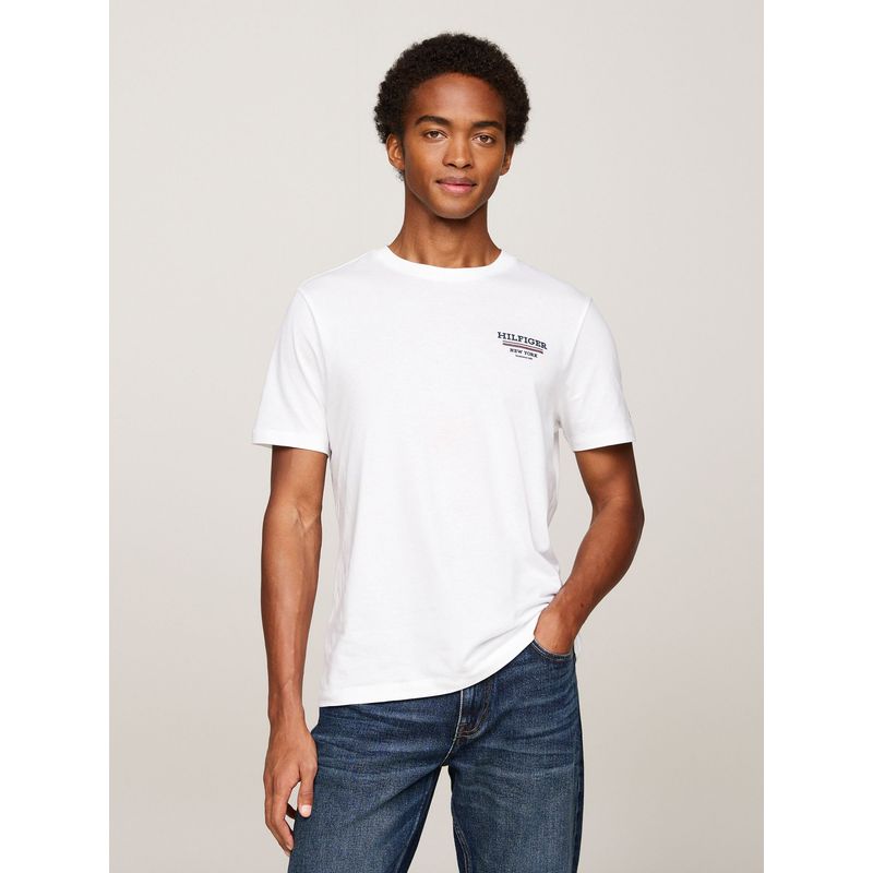 TOMMY HILFIGER - Polera Global Stripe Con Logo Blanco Tommy Hilfiger
