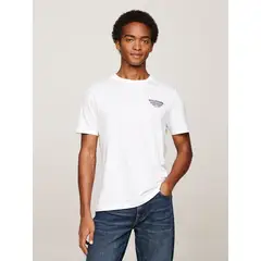 TOMMY HILFIGER - Polera Global Stripe Con Logo Blanco