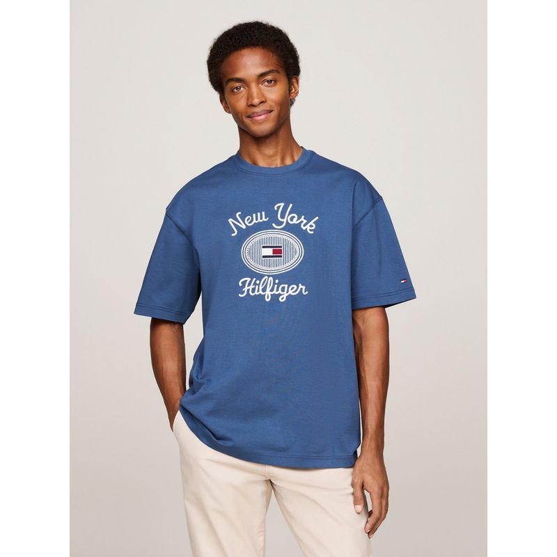 TOMMY HILFIGER - Polera Con Logo Nyc Bordado Azul Tommy Hilfiger_.