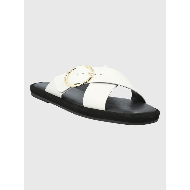 Sandalia Cuero Blanco Mujer Bernard