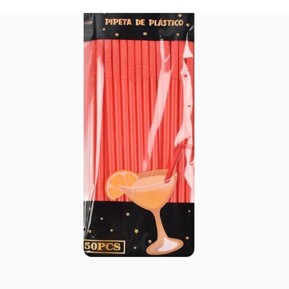 GENERICO - Bombillas de Plástico Rojo 25cm