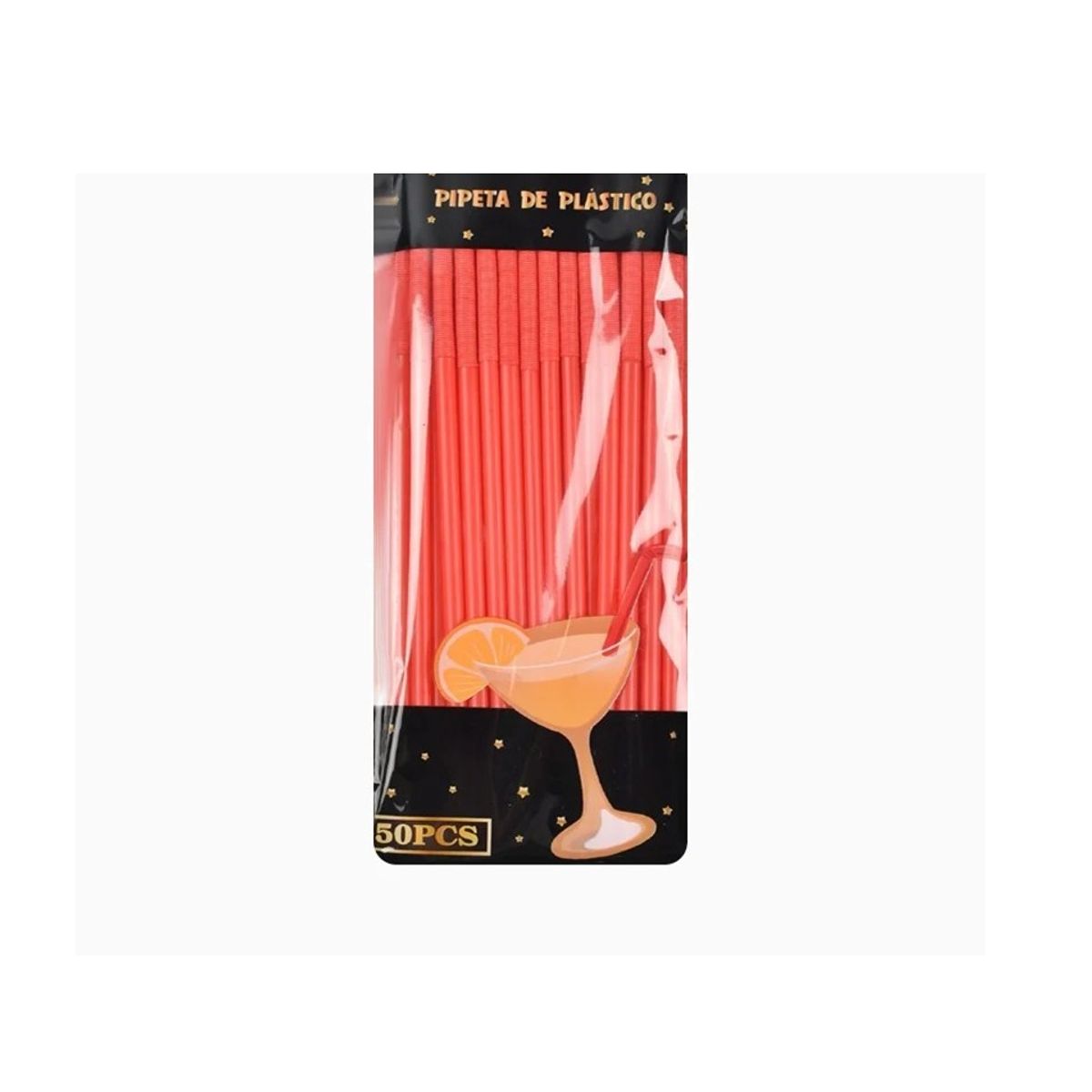 GENERICO - Bombillas de Plástico Rojo 25cm