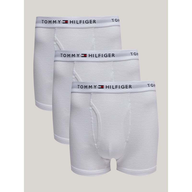 TOMMY HILFIGER - Pack De 3 Calzoncillos Trunk Solid Con Logo Blanco Tommy Hilfiger