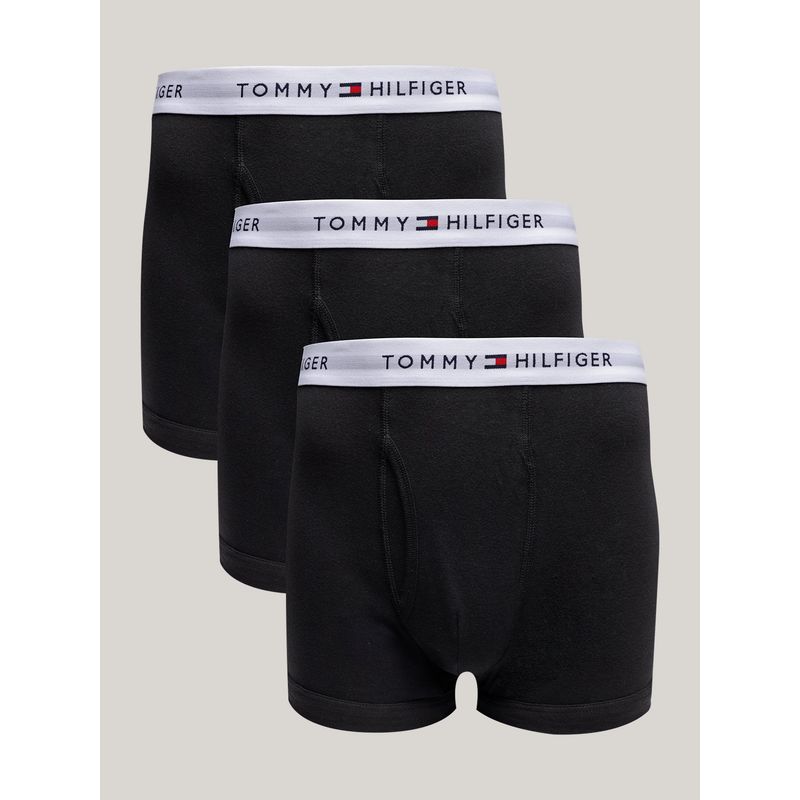 TOMMY HILFIGER - Pack De 3 Calzoncillos Trunk Solid Con Logo Negro Tommy Hilfiger