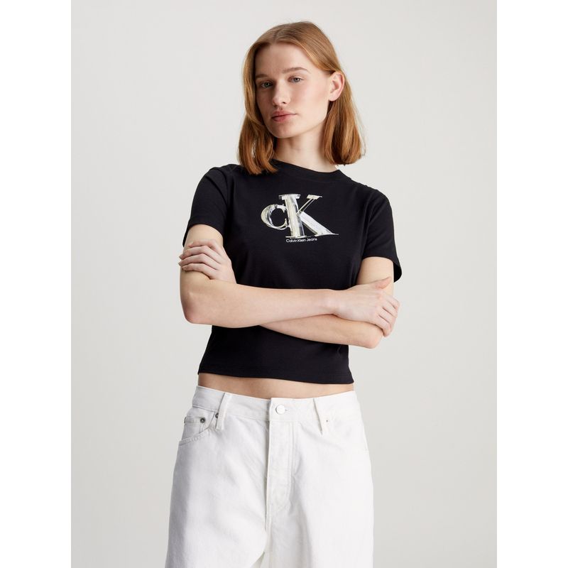 CALVIN KLEIN - Polera Meta Ck Baby Negro Calvin Klein