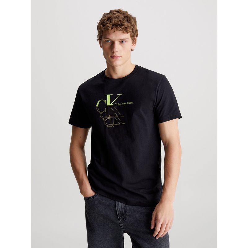 CALVIN KLEIN - Polera Monogram Echo Graphic Negro Calvin Klein