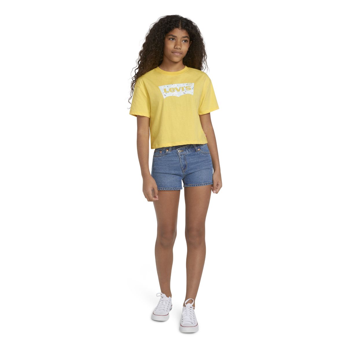 LEVIS - Polera Niña Crop Manga Corta Amarilla Levis