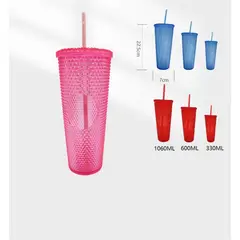 GENERICO - Pack De 3 Vasos Tumbler Con Bombilla y tapa