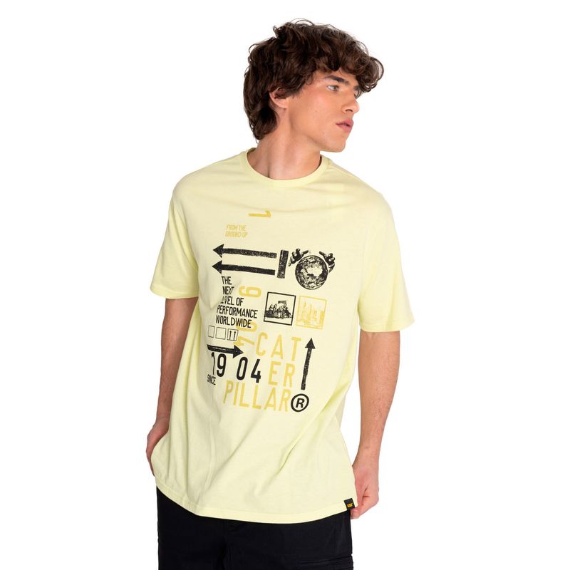 CAT - Polera Manga Corta Hombre Renwd Engy Grph3 Amarillo CAT
