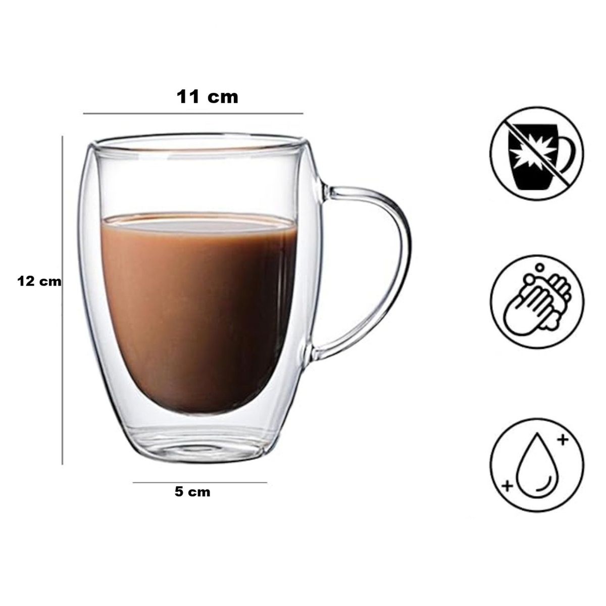 GENERICO - tazas doble vidrio taza cafe espresso taza doble fondo 300ml