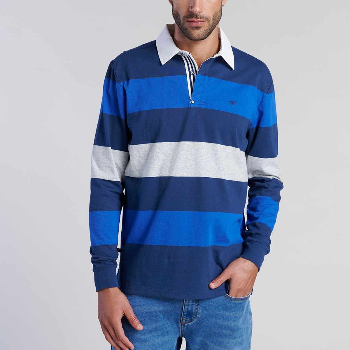 FEROUCH - Polera Rugby Rayas Newark Azul Ferouch