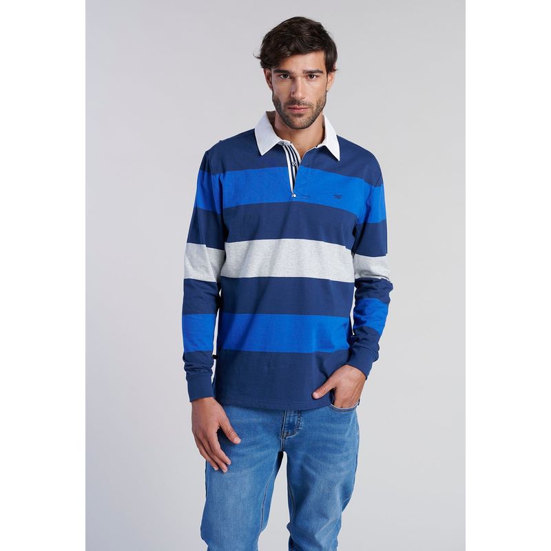 FEROUCH - Polera Rugby Rayas Newark Azul Ferouch