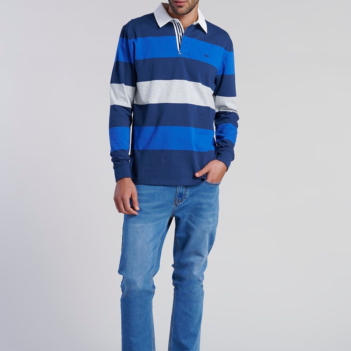 FEROUCH - Polera Rugby Rayas Newark Azul Ferouch