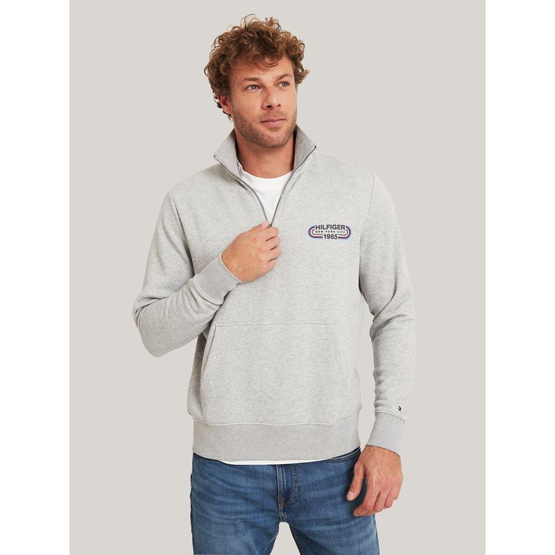 TOMMY HILFIGER - Polerón Sport Logo Archive Con Cierre Gris Tommy Hilfiger