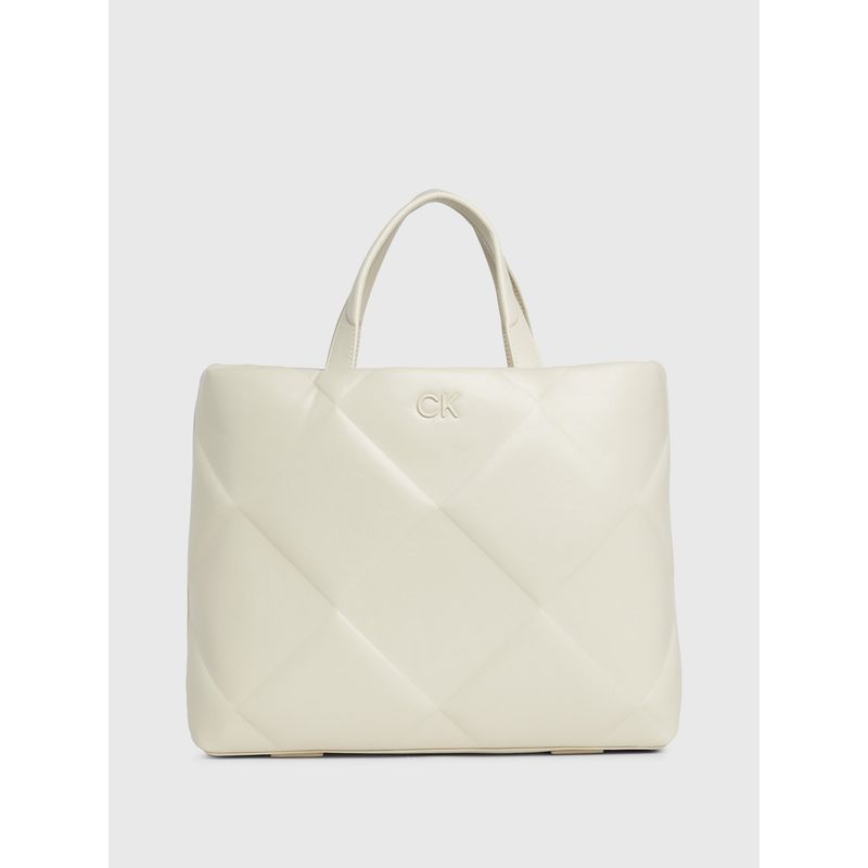 CALVIN KLEIN - Cartera Shopper Quilt Beige Calvin Klein