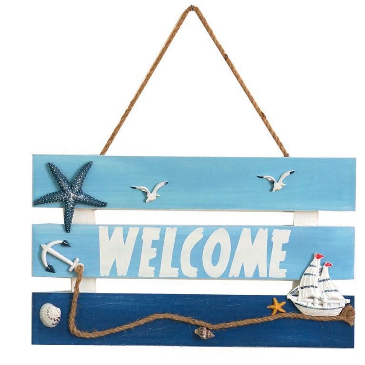 GENERICO - Tableros De Bienvenida Colgantes De Madera Estilo Marino 20x8cm