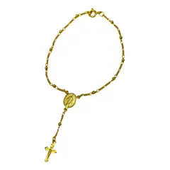 GENERICO - Pulsera Denario Cruz Baño En Oro 18 Kl Mas Caja Regalo