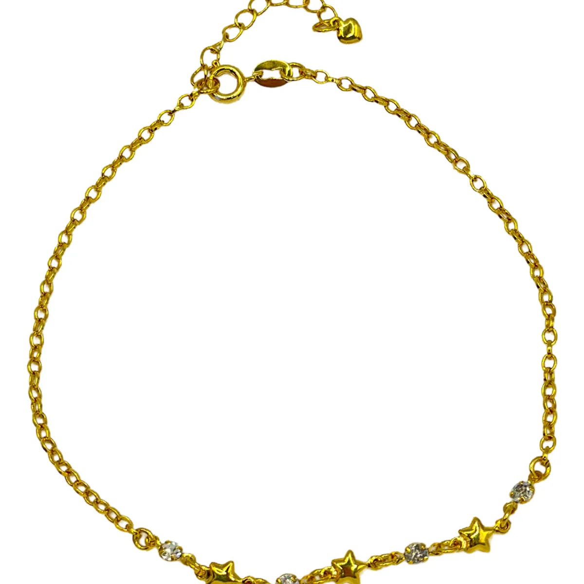 GENERICO - Tobillera Juvenil Estrellas Planas Enchapado Oro 24 Kl +caja