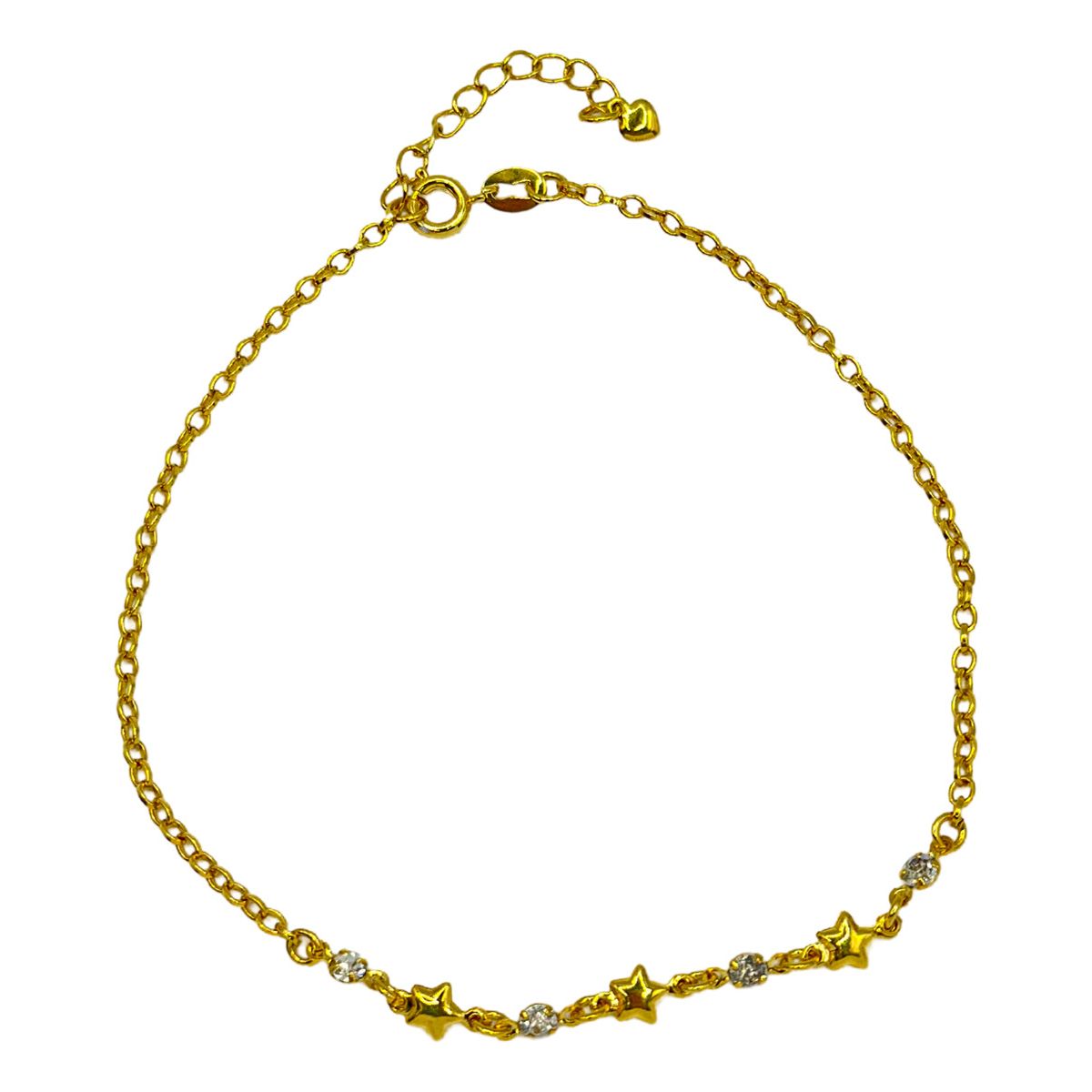 GENERICO - Tobillera Juvenil Estrellas Planas Enchapado Oro 24 Kl +caja