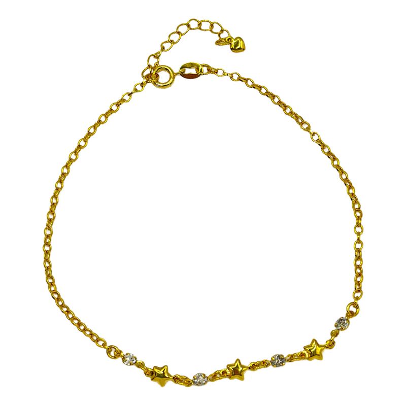 GENERICO - Tobillera Juvenil Estrellas Planas Enchapado Oro 24 Kl +caja