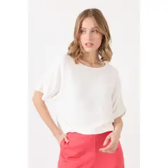 PRIVILEGE - Blusa blanca manga corta - Blanco