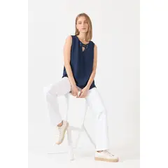 PRIVILEGE - Blusa azul marino sin mangas - Azul Marino