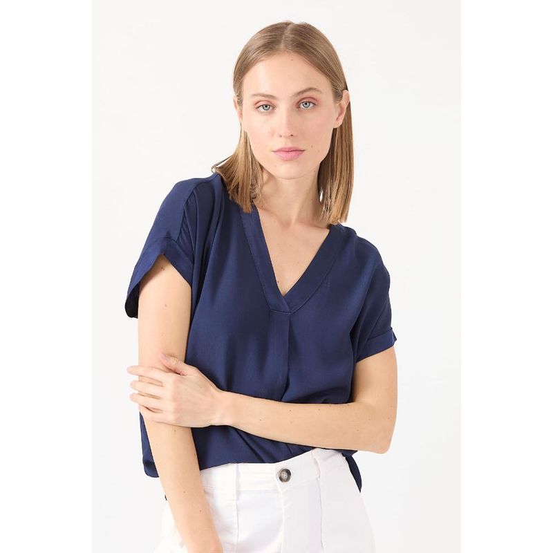 PRIVILEGE - Blusa azul manga corta PRIVILEGE - Azul