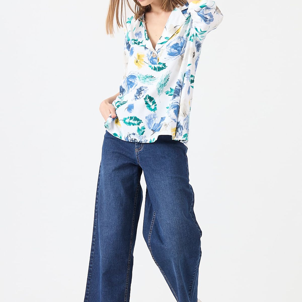 PRIVILEGE - Blusa blanca estampada 1197