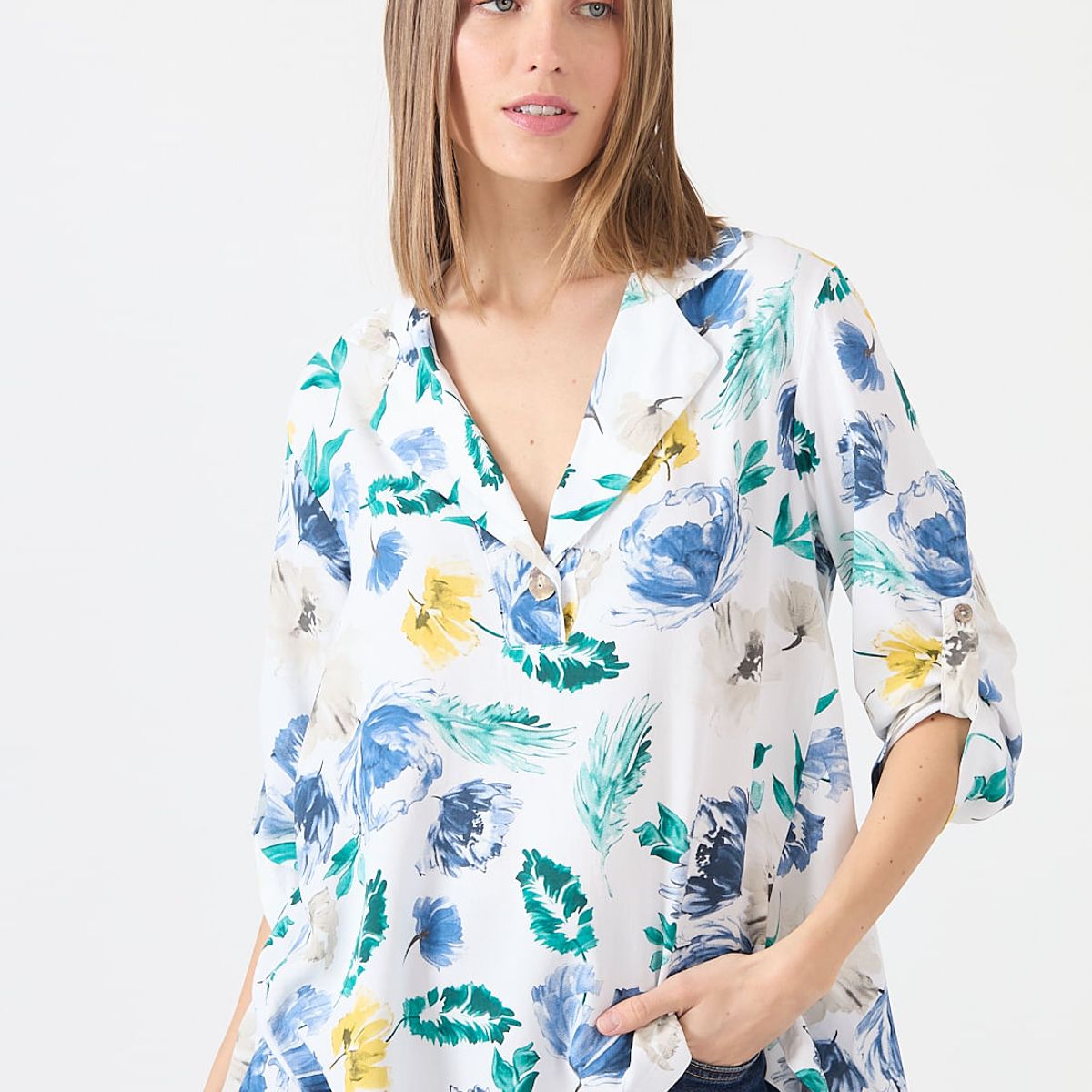 PRIVILEGE - Blusa blanca estampada 1197