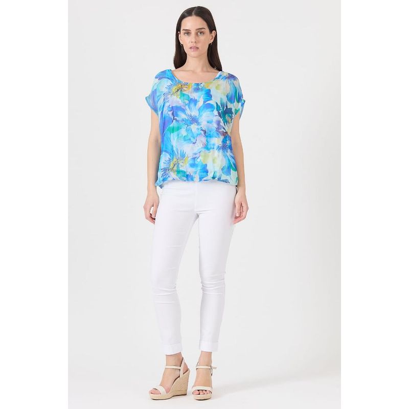 PRIVILEGE - Blusa con seda celeste estampada - Celeste