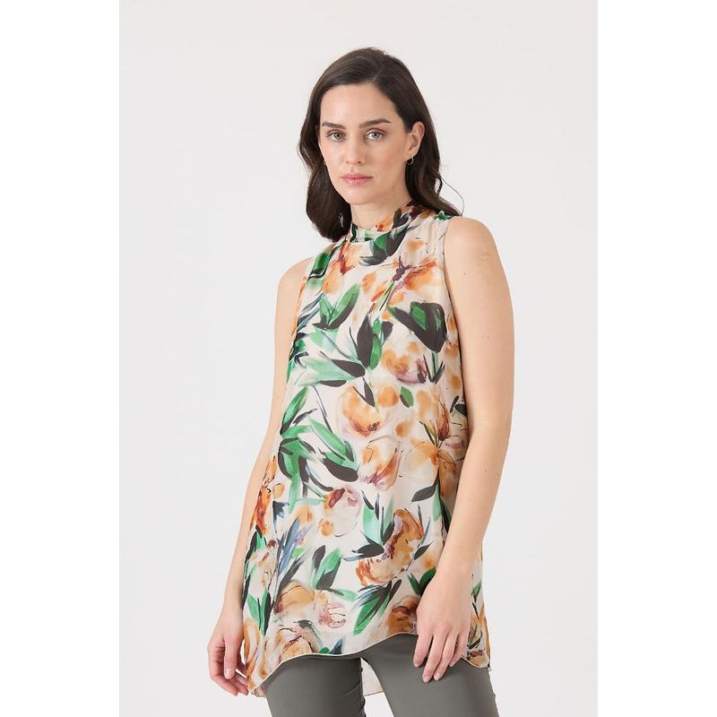 PRIVILEGE - Blusa con seda crudo estampada - Crema