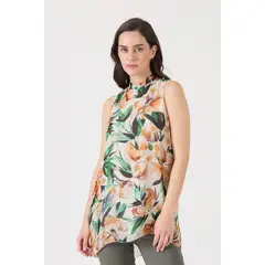 PRIVILEGE - Blusa con seda crudo estampada - Crema