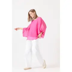 PRIVILEGE - Blusa con seda fucsia - Fucsia