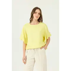 PRIVILEGE - Blusa con lino amarilla - Amarillo