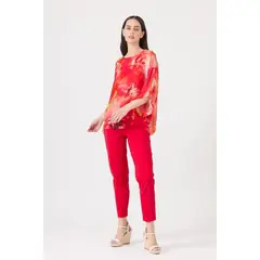 PRIVILEGE - Blusa con seda roja estampada - Rojo