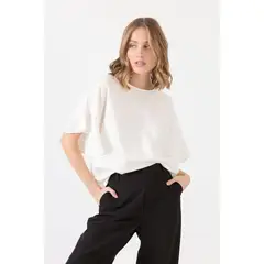 PRIVILEGE - Blusa con lino blanca - Blanco