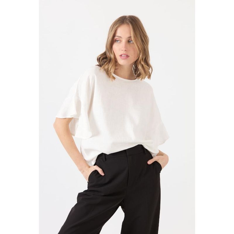 PRIVILEGE - Blusa con lino blanca - Blanco