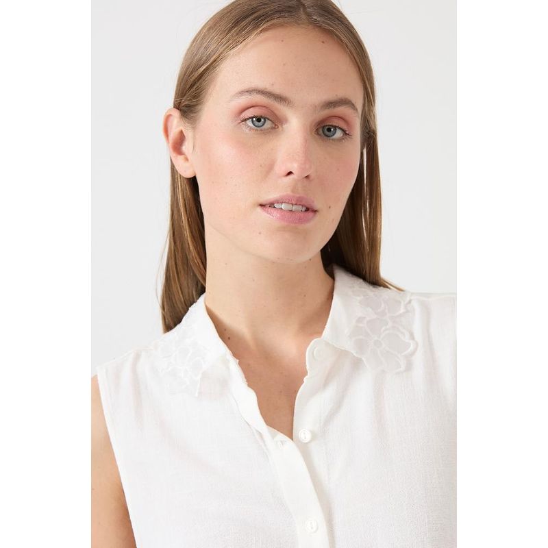 PRIVILEGE - Blusa con lino blanca - Blanco