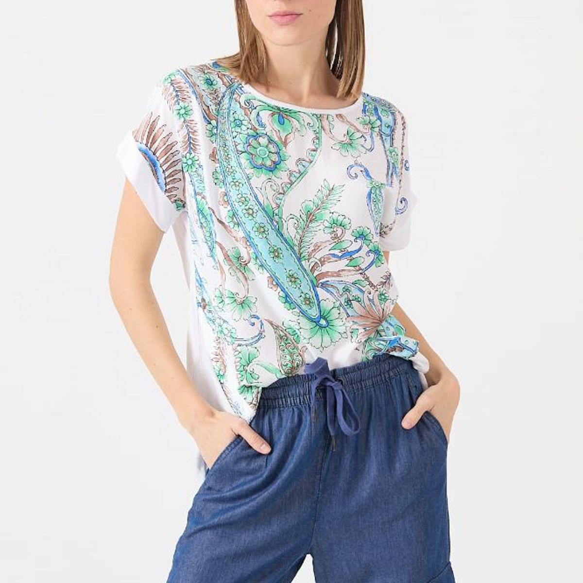 PRIVILEGE - Blusa celeste estampada - Celeste