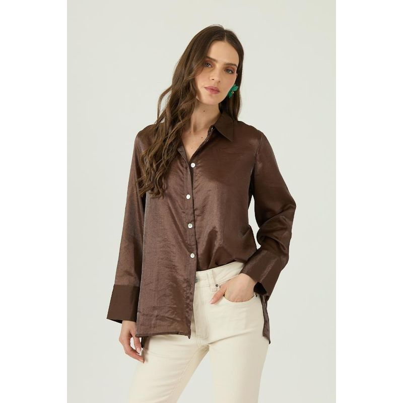 PRIVILEGE - Blusa cafe moro manga larga PRIVILEGE - Café Oscuro