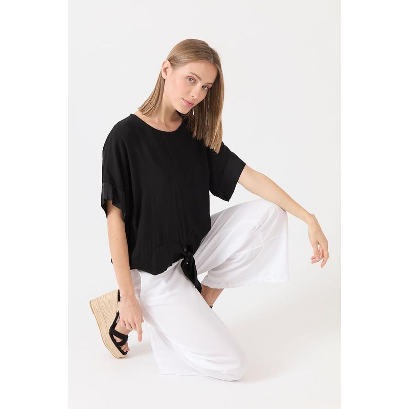 PRIVILEGE - Blusa negra manga corta PRIVILEGE
