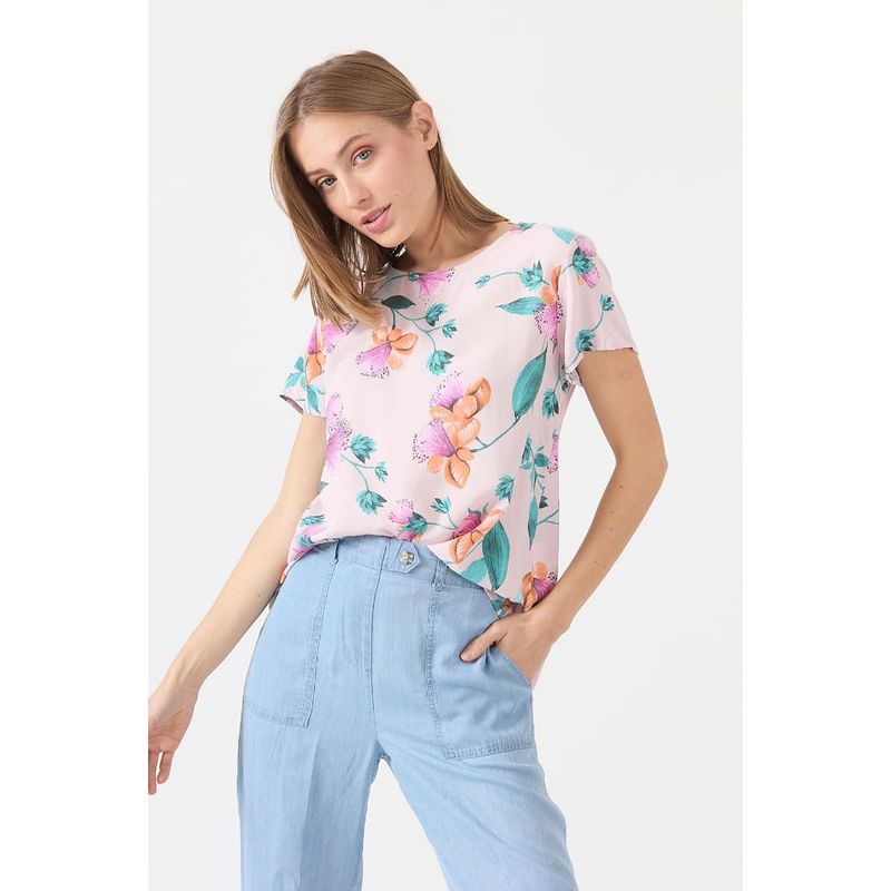 PRIVILEGE - Blusa rosa estampada manga corta PRIVILEGE - Rosa